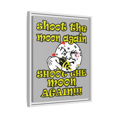 shoot the moon again - framed canvas art (light grey)