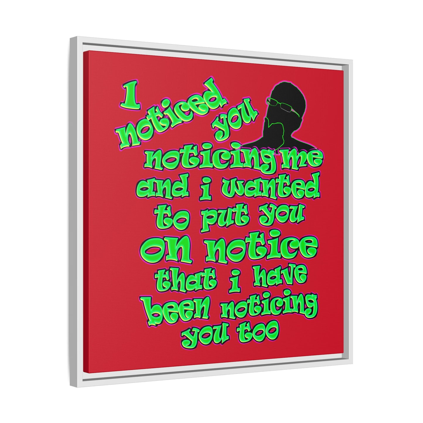 noticed you noticing - framed canvas art (dark red)