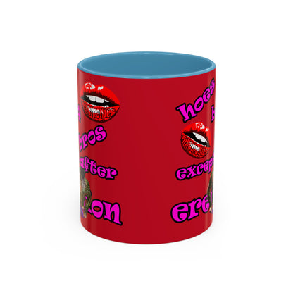 hoes b4 bros - Accent Mug (dark red)