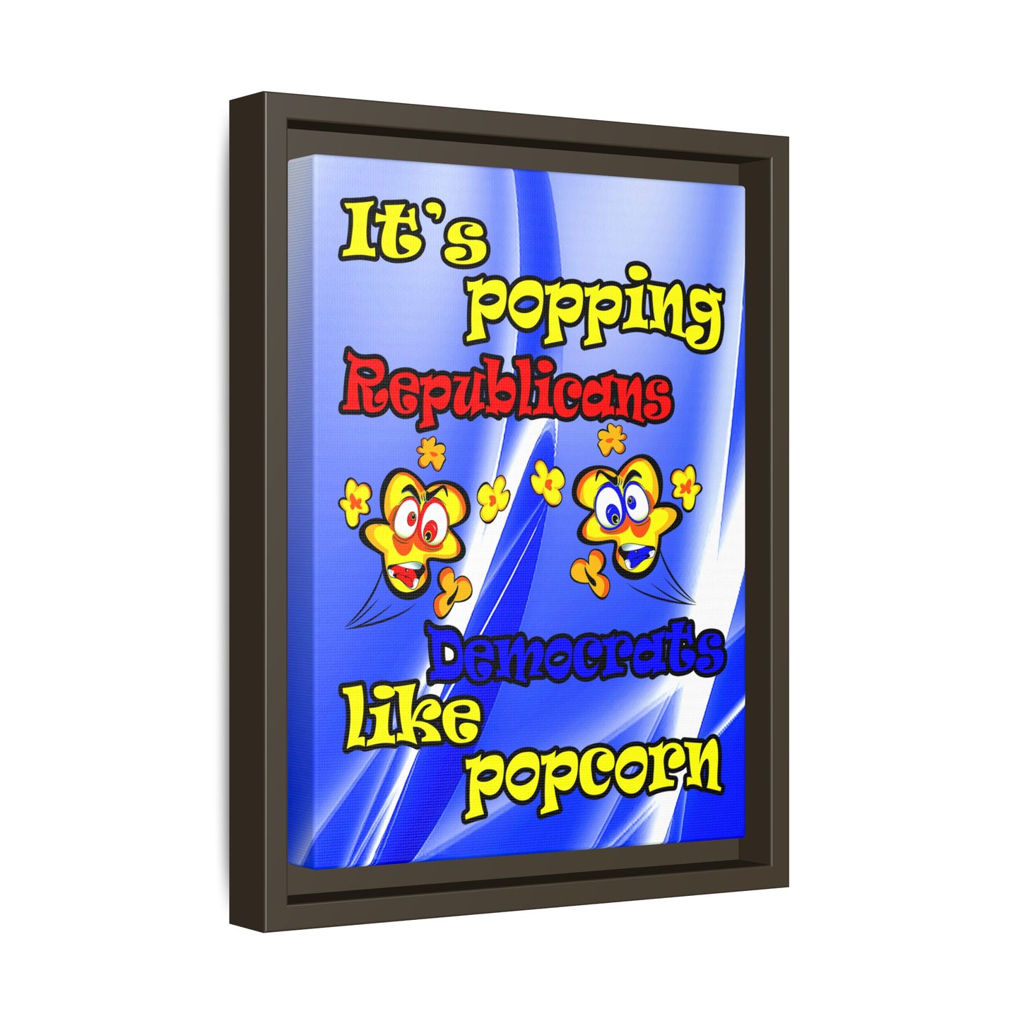 popping like popcorn - framed canvas art (blue-white wave)