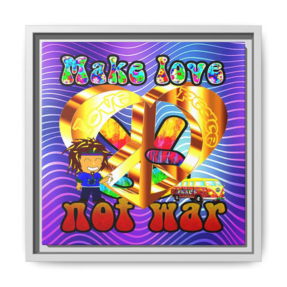 love peace - framed canvas art (purple wave)