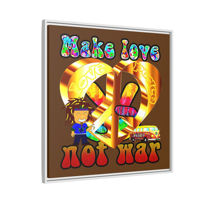 love peace - framed canvas art (brown)