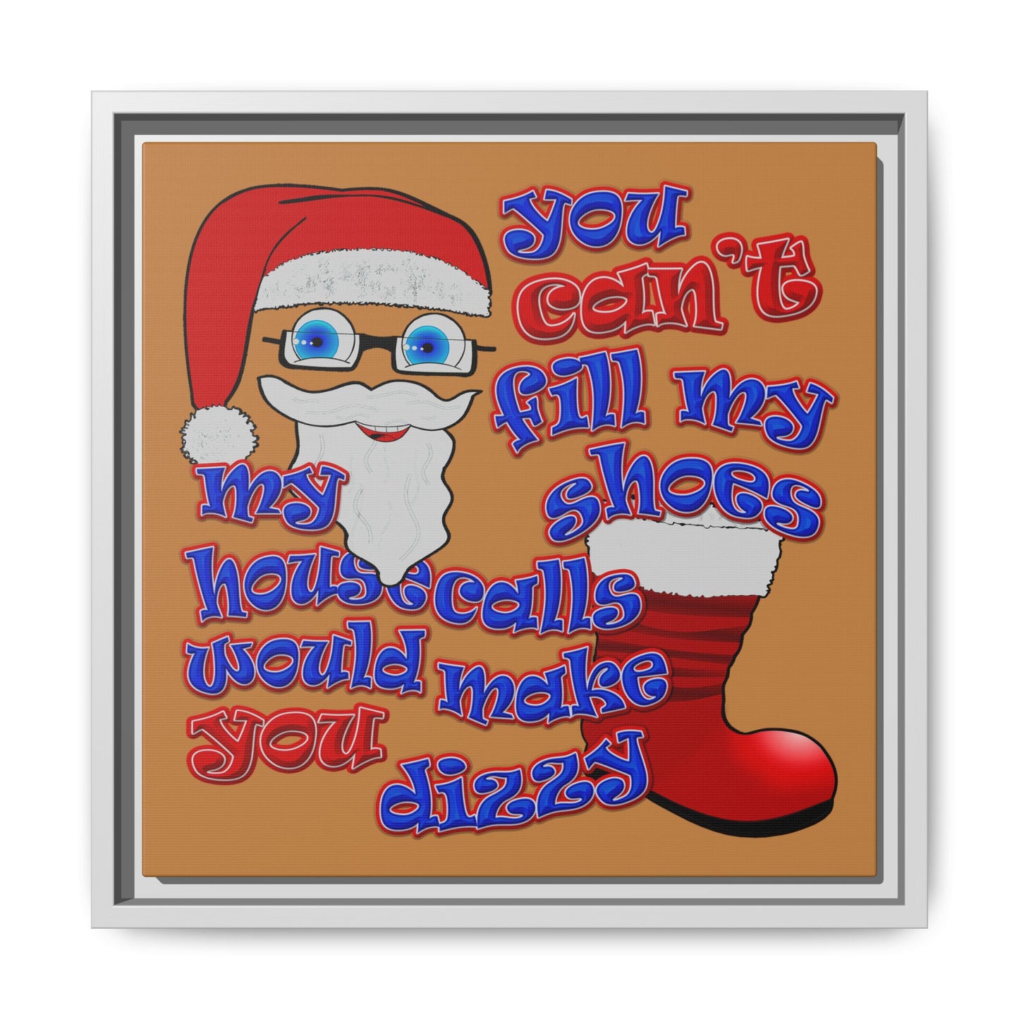 santa's shoes - framed canvas art (light brown)