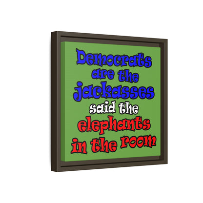 donkeys and elephants - framed canvas art (green)