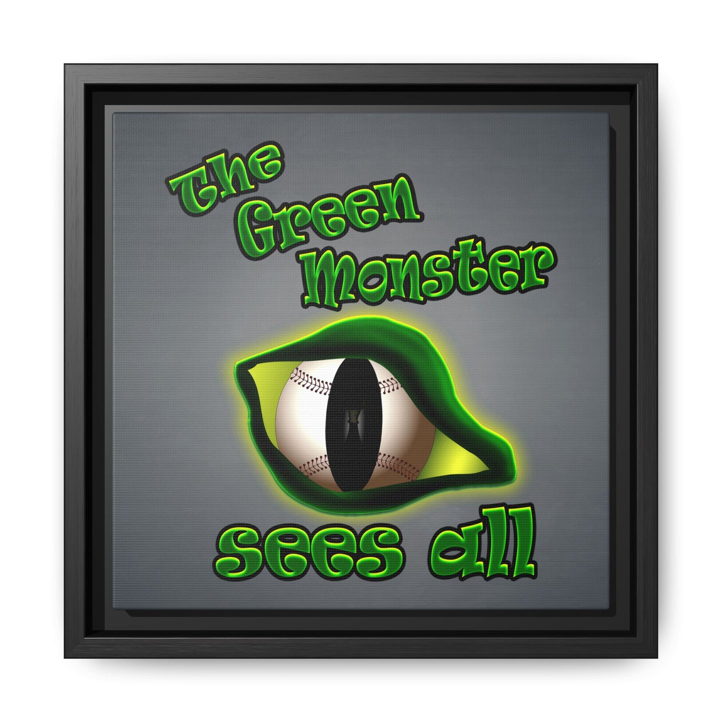 green monster - framed canvas art (grey-light grey)