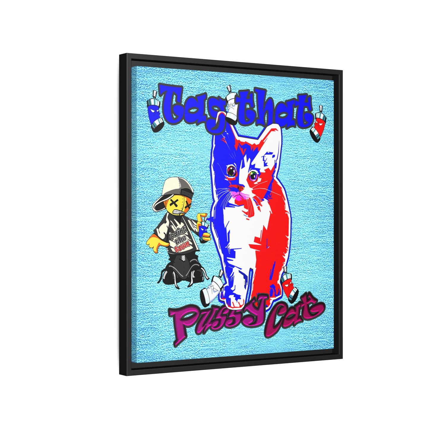 tag that - framed canvas art (faded blue)