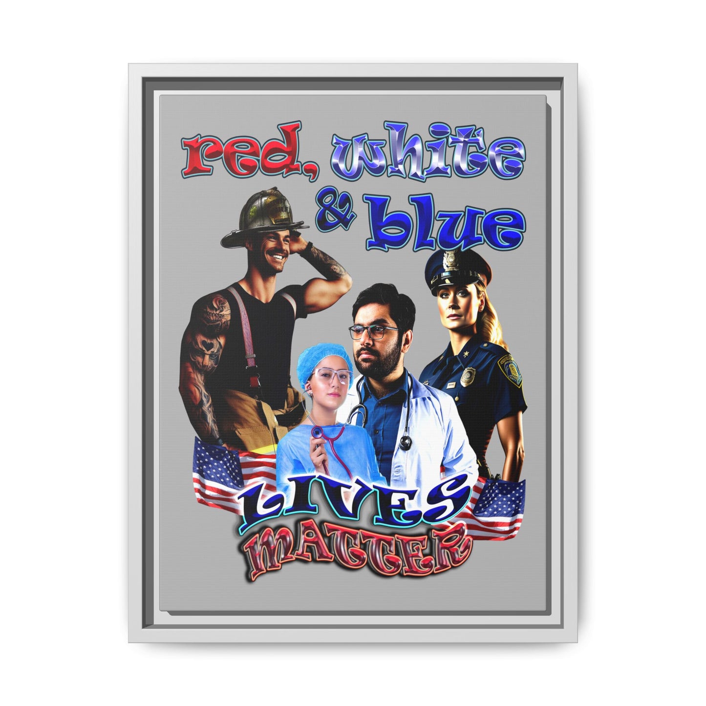 rw&b lives matter - framed canvas art (light grey)