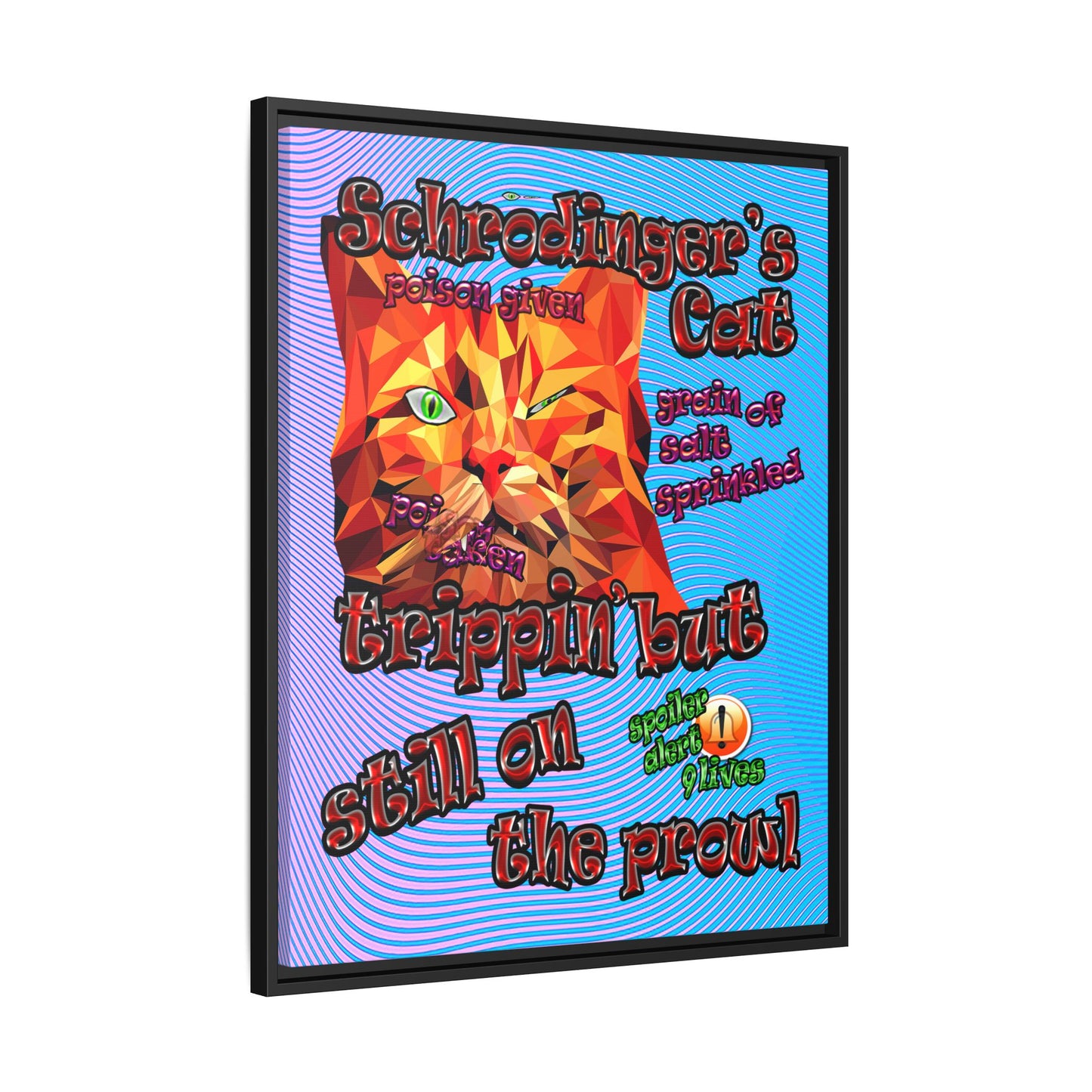 schrodinger's cat - framed canvas art (light blue-purple wave)