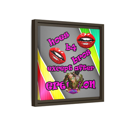 hoes b4 bros - framed canvas art (rainbow split)