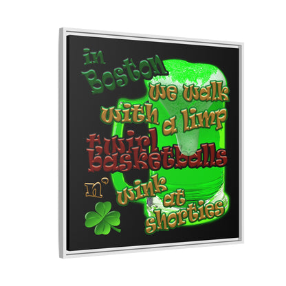 celtics logo - framed canvas art (black)