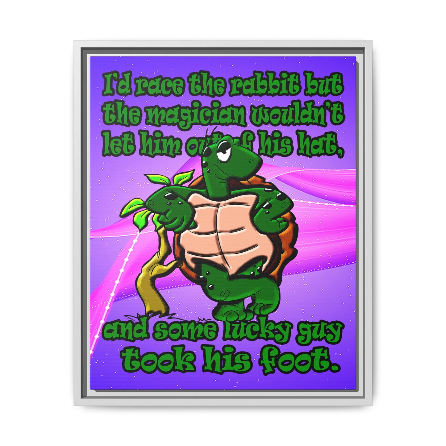 turtle race - framed canvas art (purple-pink wave)