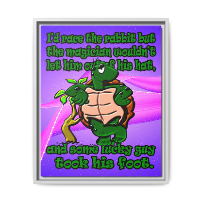 turtle race - framed canvas art (purple-pink wave)