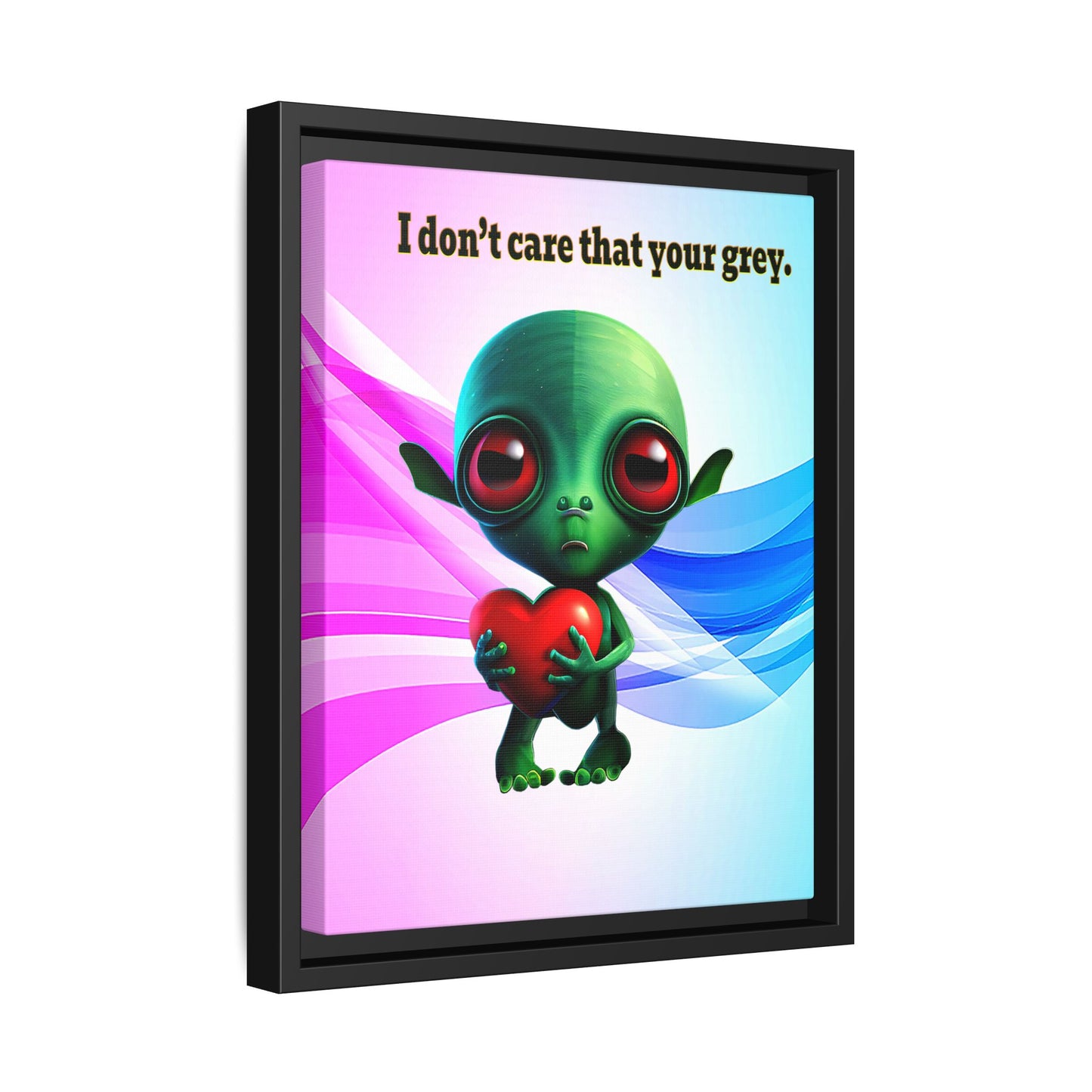I don't care that your grey - framed canvas art (light blue-pink wave)