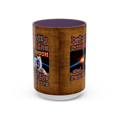defy conquer reach - Accent Mug (brown papyrus)