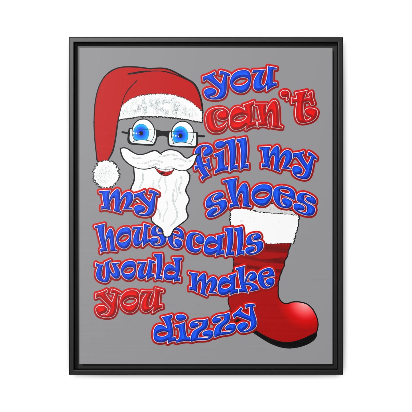 santa's shoes - framed canvas art (grey)