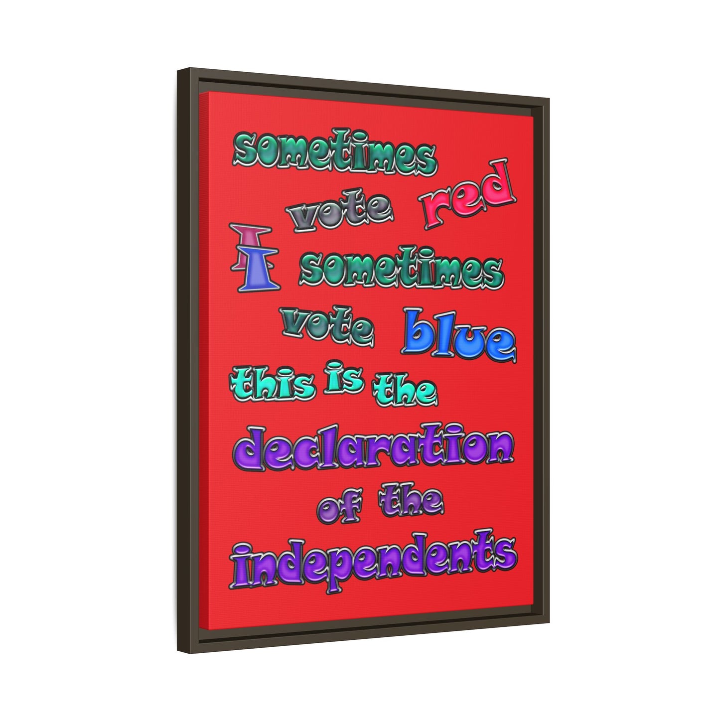 declaration of the independents - framed canvas art (red)