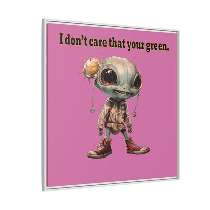 I don't care that your green - framed canvas art (light pink)
