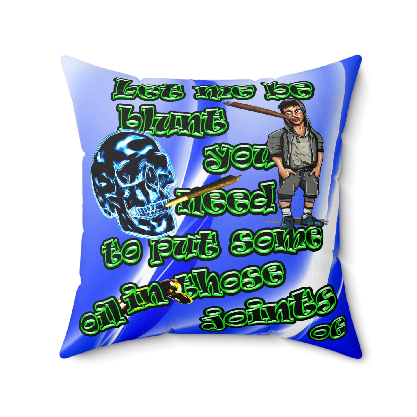 og - Spun Polyester Square Pillow - (blue-white wave)