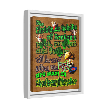 christmas spirits of boston - framed canvas art (brown papyrus)