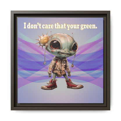 I don't care that your green - framed canvas art (light blue-pink wave)