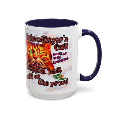 schrodinger's cat - Accent Mug (white marble)