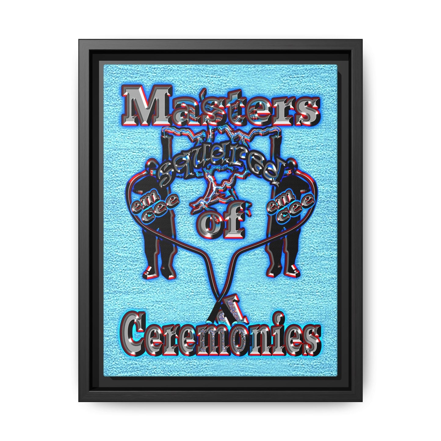 em cee squared - framed canvas art (faded blue)