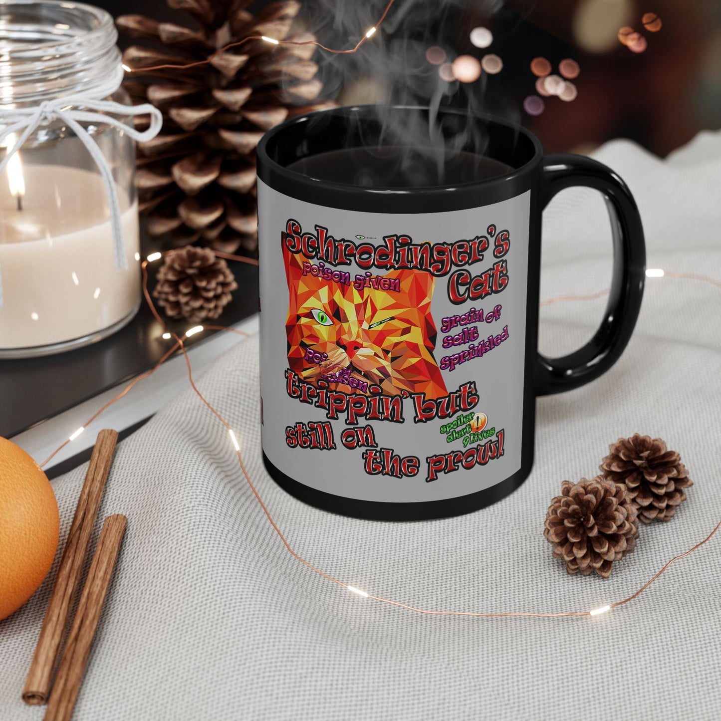 schrodinger's cat - Black Mug (light grey)