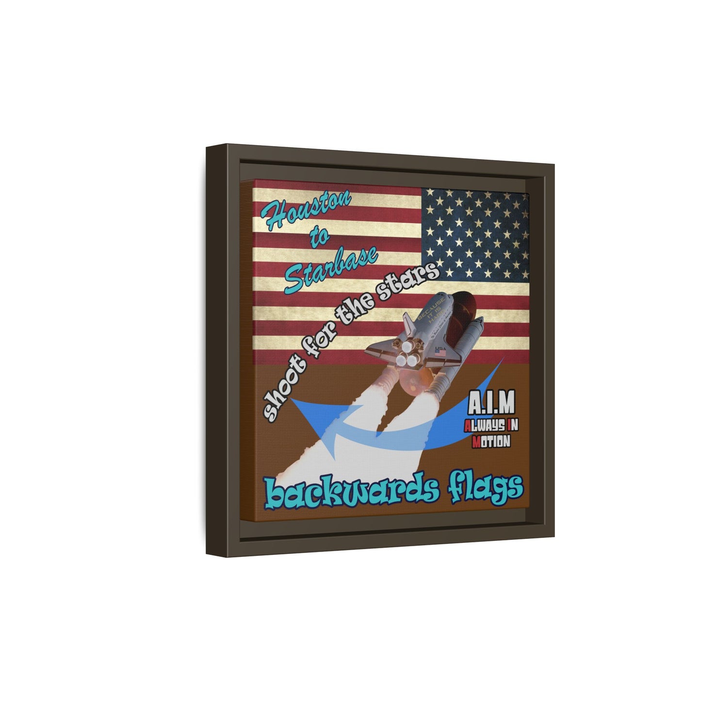 shoot for the stars - framed canvas art (brown)