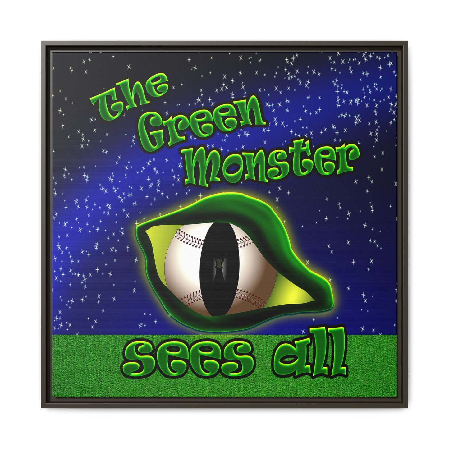 green monster - framed canvas art ('snoops' background)
