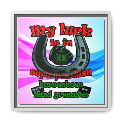 my luck - framed canvas art (light blue-pink wave)