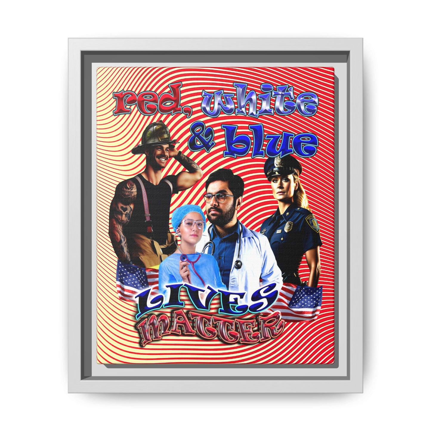 rw&b lives matter - framed canvas art (yellow-orange wave)