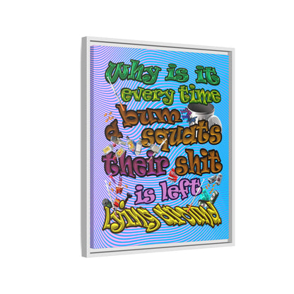 the bum's shit - framed canvas art (light blue-purple wave)
