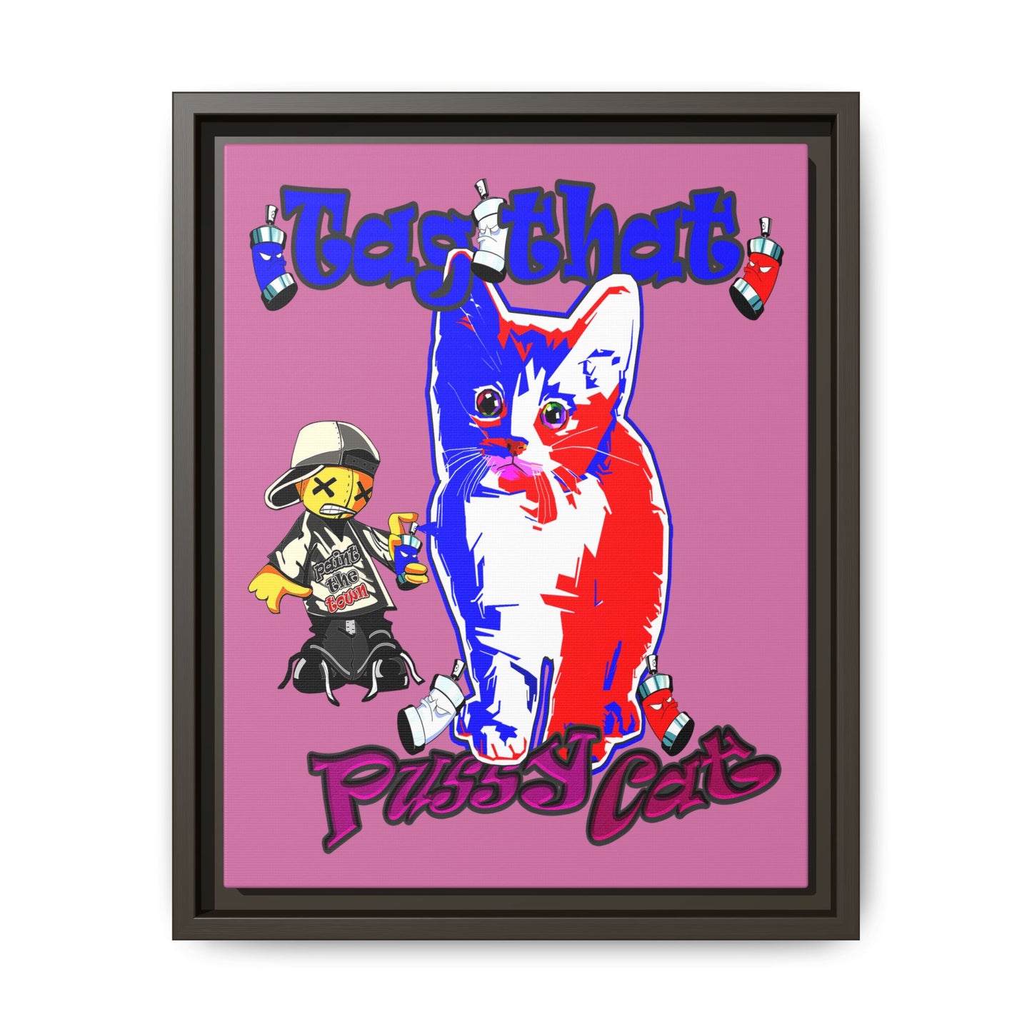 tag that - framed canvas art (light pink)