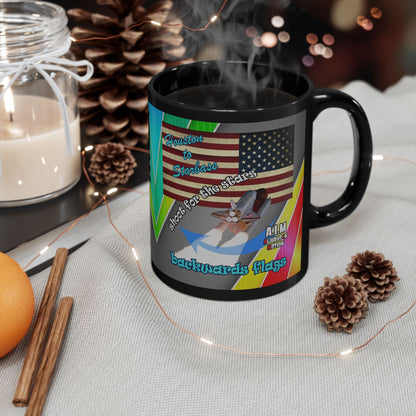 shoot for the stars - Black Mug (rainbow split)