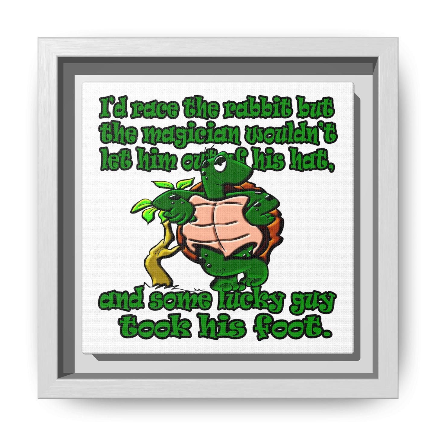 turtle race - framed canvas art (white)