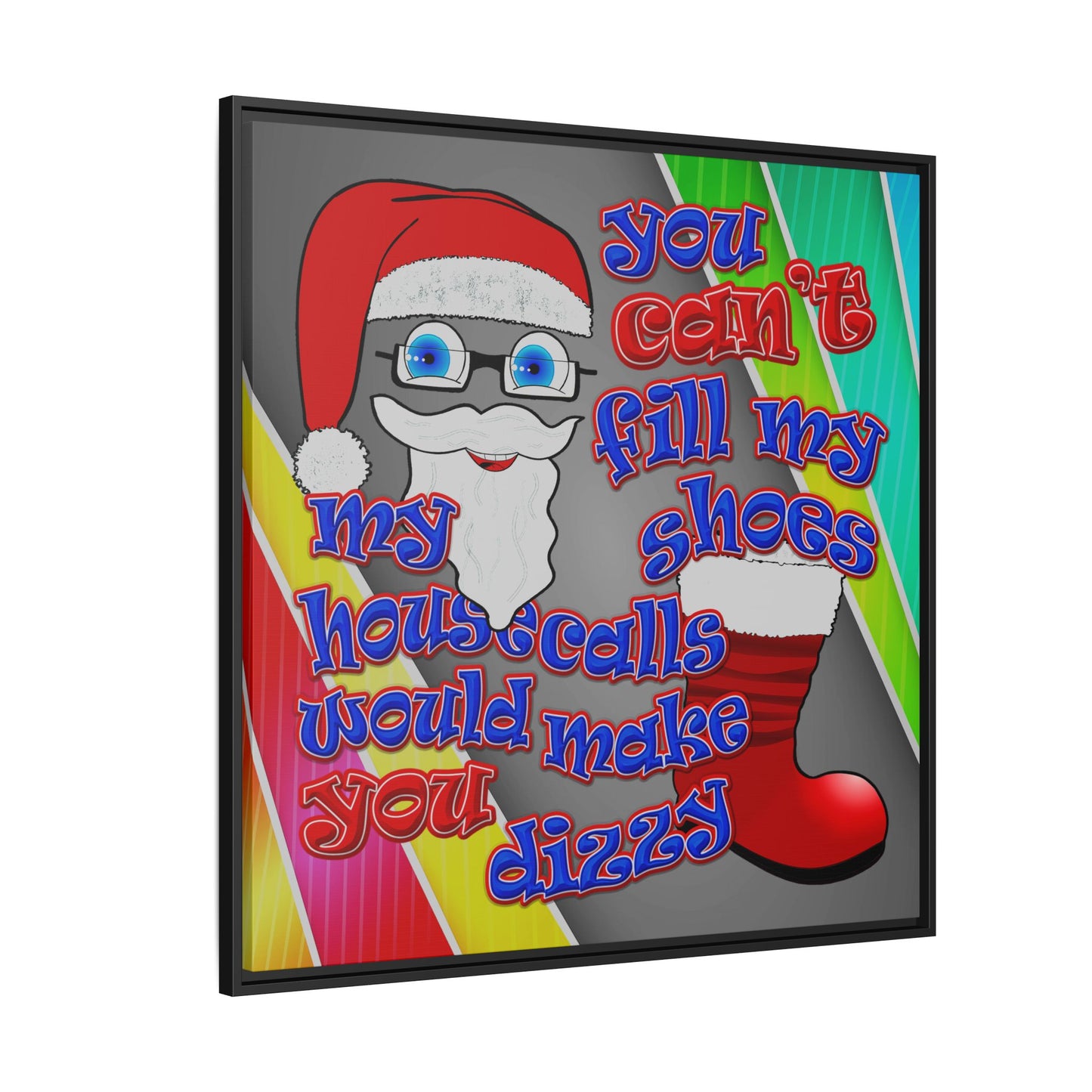 santa's shoes - framed canvas art (rainbow split)