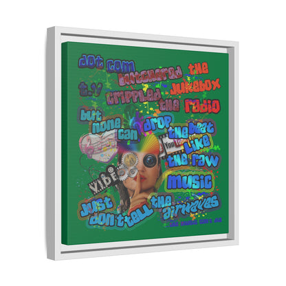 drop the beat - framed canvas art (dark green)