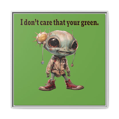 I don't care that your green - framed canvas art (green)
