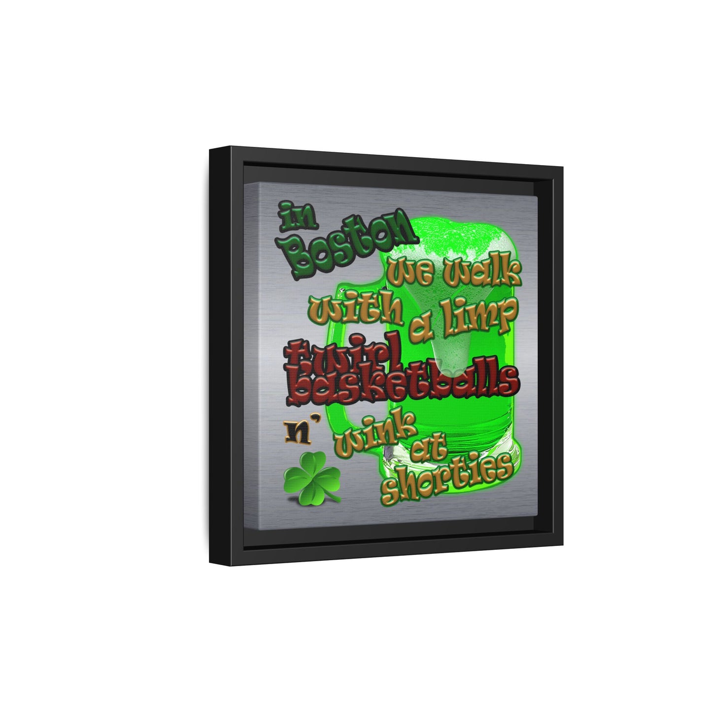 celtics logo - framed canvas art (brushed nickel)