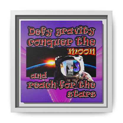 defy conquer reach - framed canvas art (purple-pink wave)
