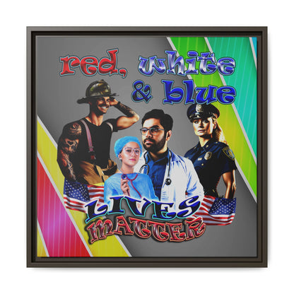 rw&b lives matter - framed canvas art (rainbow split)