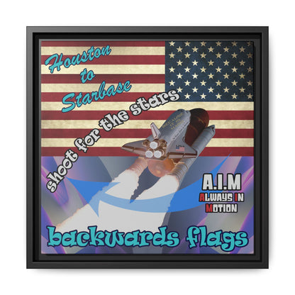 shoot for the stars - framed canvas art (grey-pink wave)