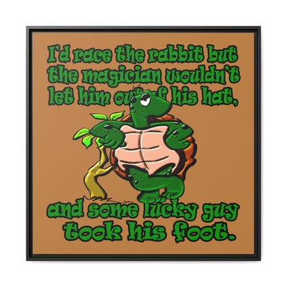 turtle race - framed canvas art (light brown)