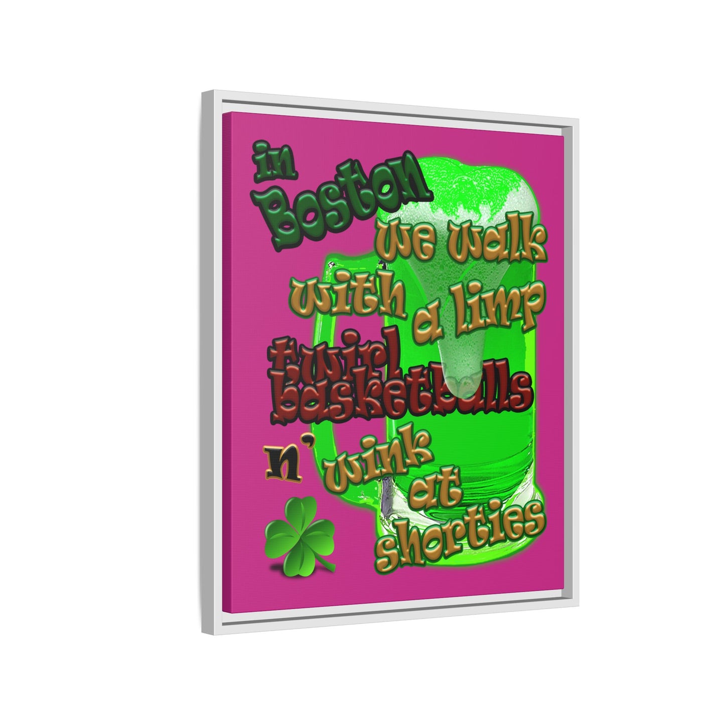 celtics logo - framed canvas art (pink)