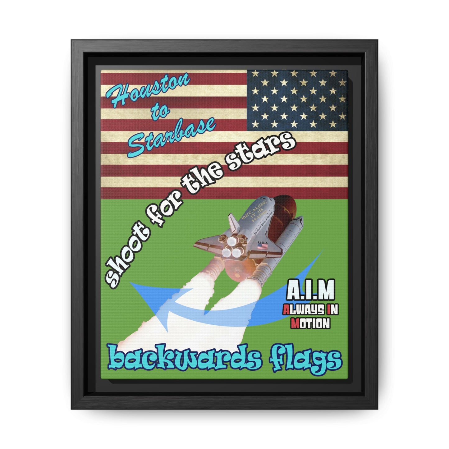 shoot for the stars - framed canvas art (green)