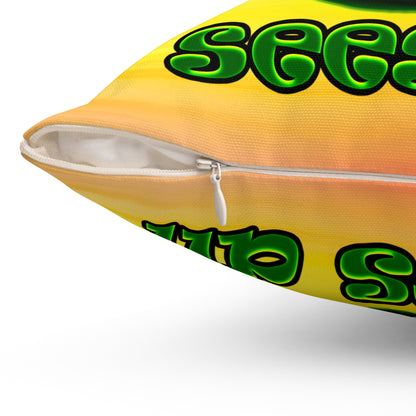 green monster - Spun Polyester Square Pillow - (color blur)
