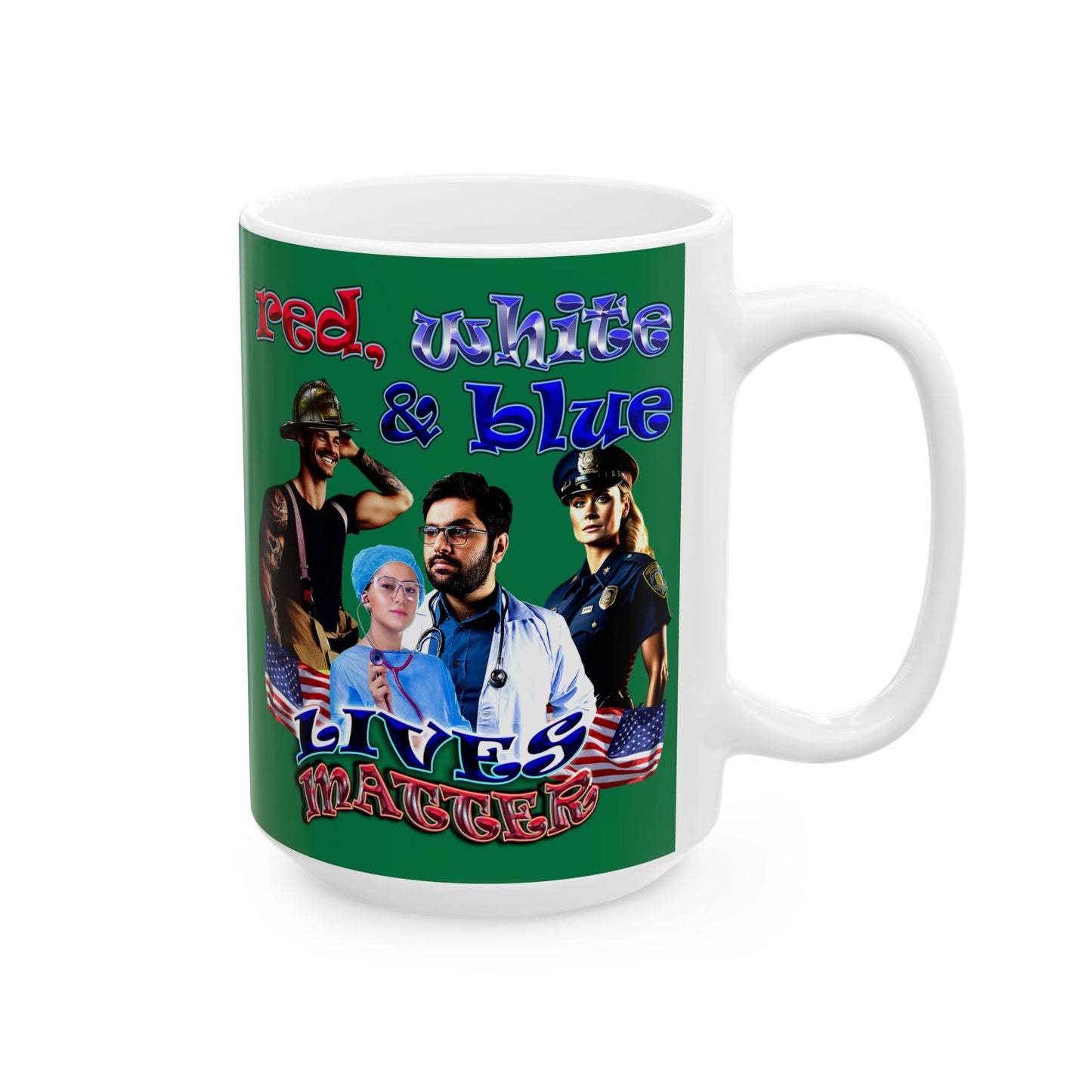 rw&b lives matter - White Mug (dark green)