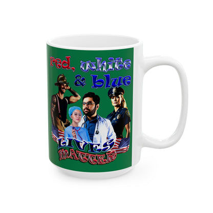rw&b lives matter - White Mug (dark green)