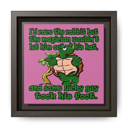 turtle race - framed canvas art (light pink)