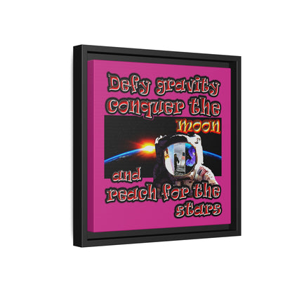 defy conquer reach - framed canvas art (pink)